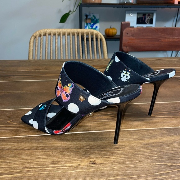 Butterflies canvas high heel mules - Picture 3 of 8